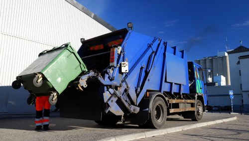 Different types of construction waste ready for disposal