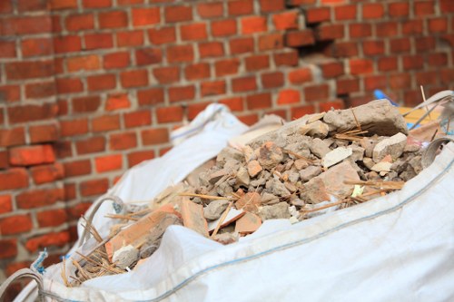 Demolition site with waste materials